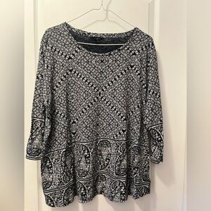 Lucky Brand Womens Floral Paisley Boho Peasant Blouse Casual Shirt Plus Size 2X